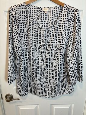 Sonoma Navy Dot Scoop-Neck Blouse